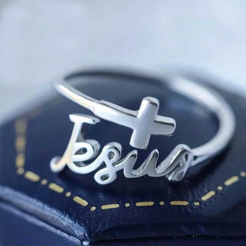 Adjustable Silver Plated Cross Jesus Ring For Women Christian Faith Prayer Rings Jewelry Christmas Gifts W250606