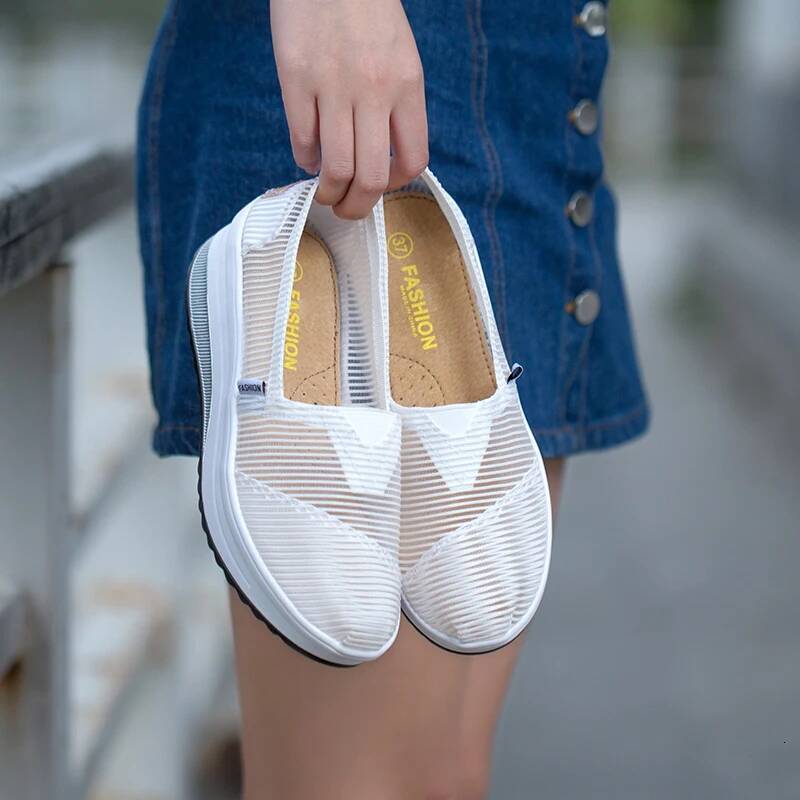 ddmyoutdoor Women Leisure Sports Comfortable Platform Breathable Mesh Lightweight Summer Walking Anti Slip Thick Soled Casual Shoes Outdoor Outdoor Sh