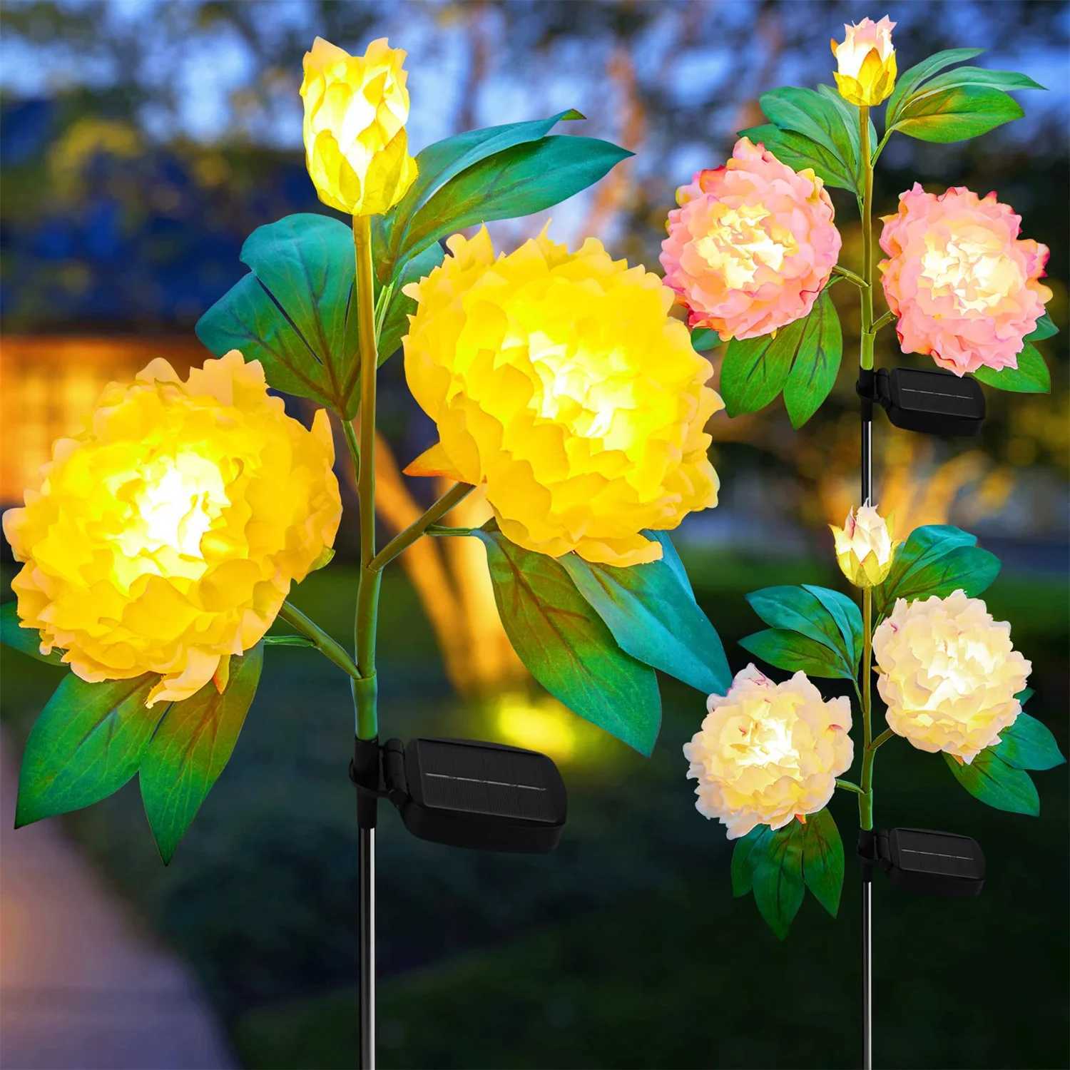 Peony Flower Solar Lights LED Decoration Landscape Lamp Waterproof Outdoor for Yard Garden Porch Lawn Backyard Decor Solar Lamp XJ250606