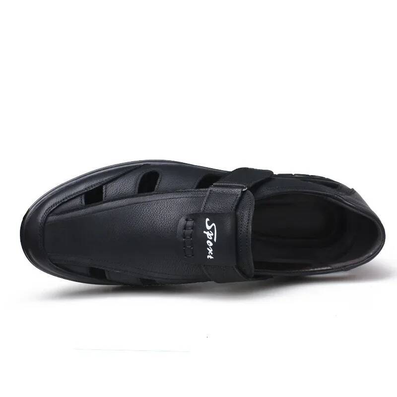Ddmyoutdoor Summer Genuine Breathable Hollow Out Classic Mens Flat Sandals Solid Rubber Leather Male Casual Outdoor Shoes