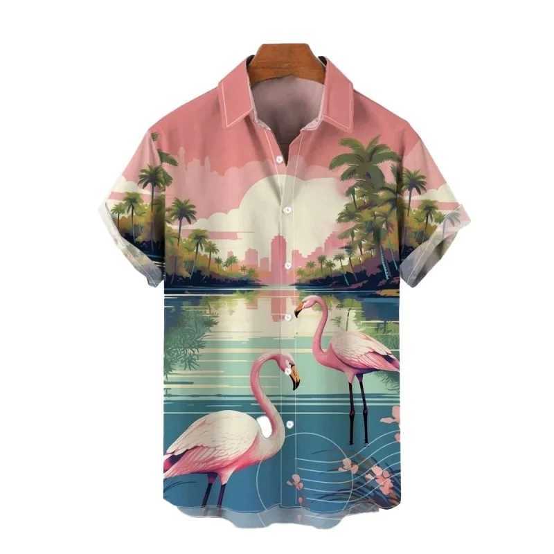 Mens Hawaiian Shirt Casual Summer Button Up Short Sleeve Beachwear W250607