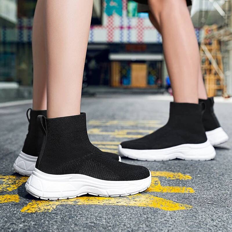 Ddmyoutdoor Ddmyoutdoor Plus Size Couple High Top Woven Mesh Breathable Sports Shoes For Men Lightweight Platform Socks Sneakers Women Outdoor Outdoor