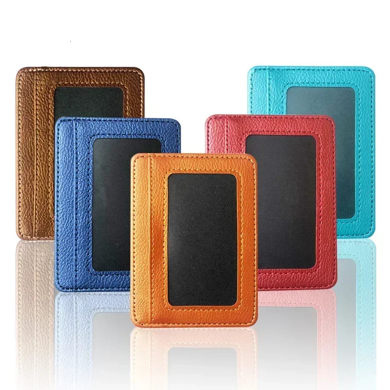 Slim Thin Mens Business Small ID Card Case Man Purse PU Leather Bank Credit Card Holder Mini Wallet 5 Card Slots Cardholder 250605