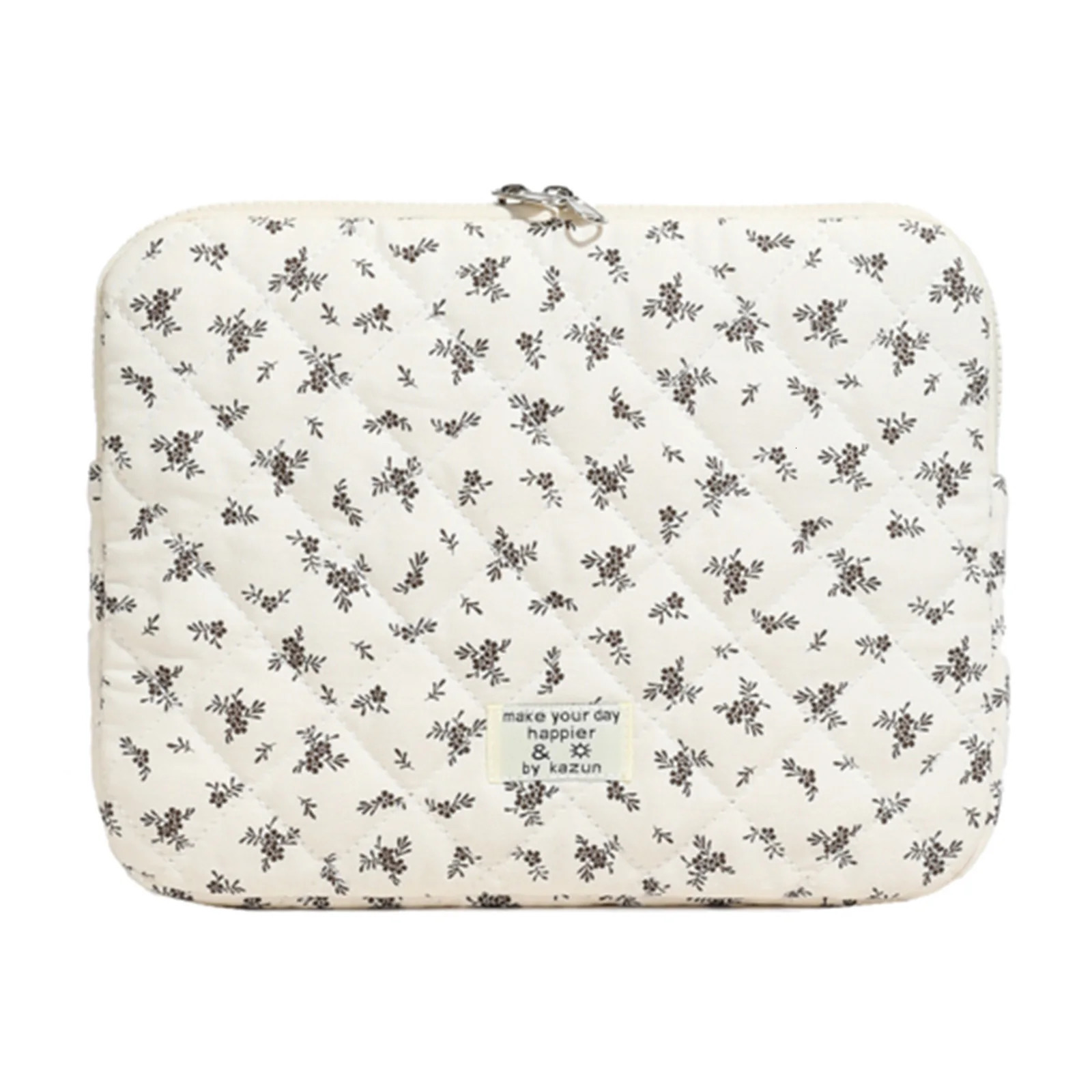 Maple Leaf Fluffy Padded Bag Embroidery Puffy Protective Case Shockproof Cute Quilted Laptop Sleeve Computer Storage Bag 250603