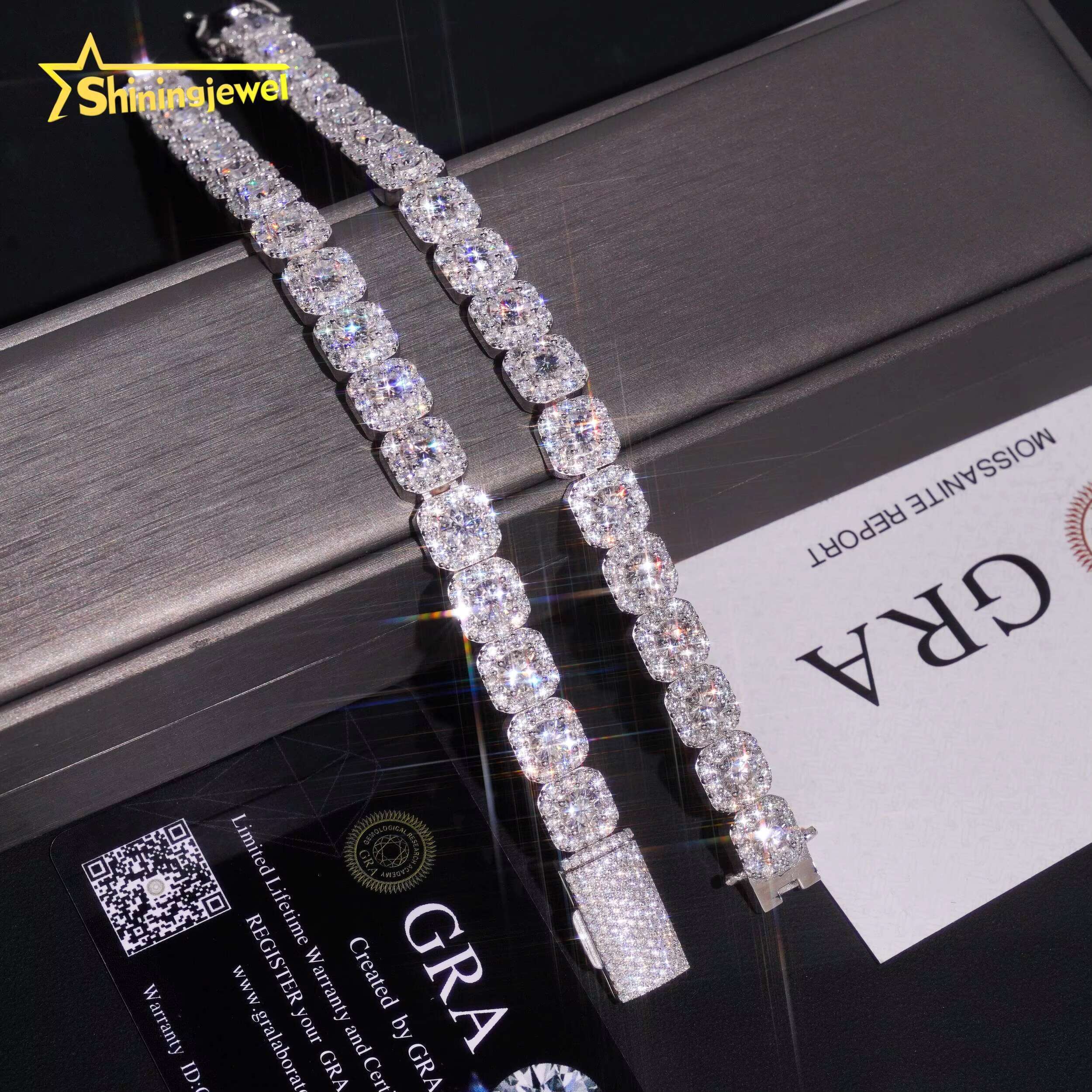 10mm Iced Out Halo Sugar Bracelet 925 Silver Cuban Bracelet Hot Sale Moissanite Diamond Miami Bracelet Hip Hop Jewelry
