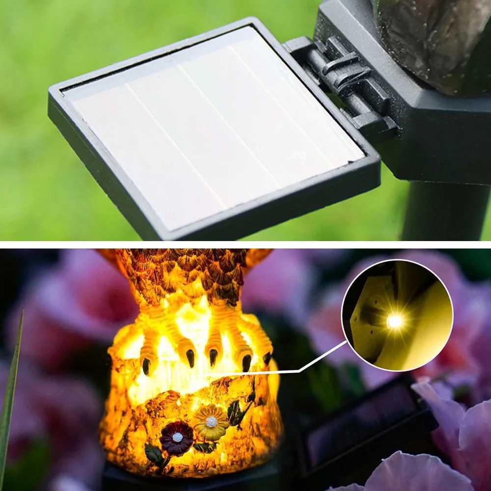 Solar Powered Outdoor Lawn Light Courtyard Garden Atmosphere Landscape Night Lights Resin Creative Eagle Ground Mounted Lights XJ250606