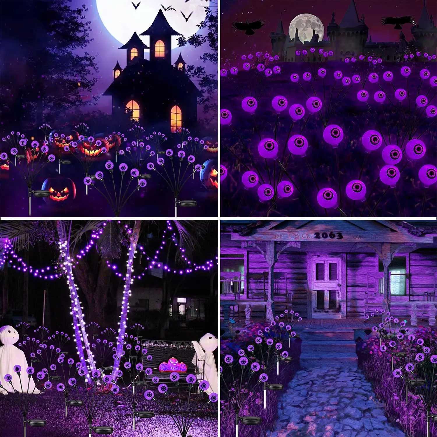 2/4/6 Pack Halloween Decorations Outdoor Solar Scary Eyeball Lights Purple Eyeball Lights For Yard/ Garden/ Lawn/ Party Decor XJ250606