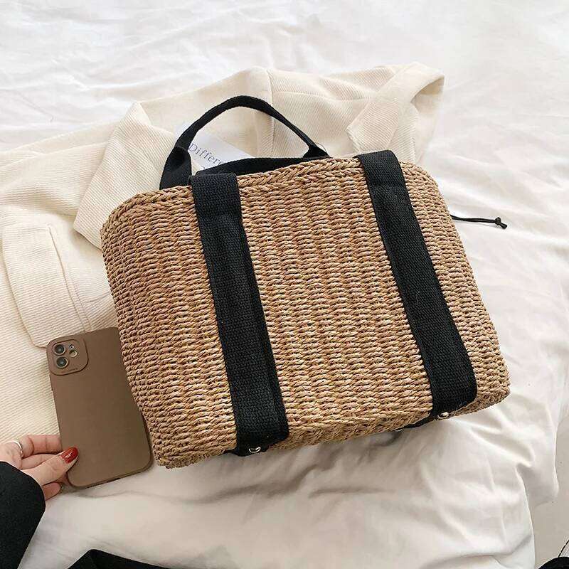 Summer Beach Straw Handbags And Purses Weave Tote Bag Female Bohemian Shoulder For Women Lady Travel Shopping Bags
