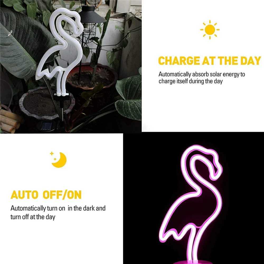 Solar Garden Landscape Light Flamingo Cactus Neon Sign Garden Decor Lawn Lamp Outdoor LED Night Light 1/2/4 Pack W250607