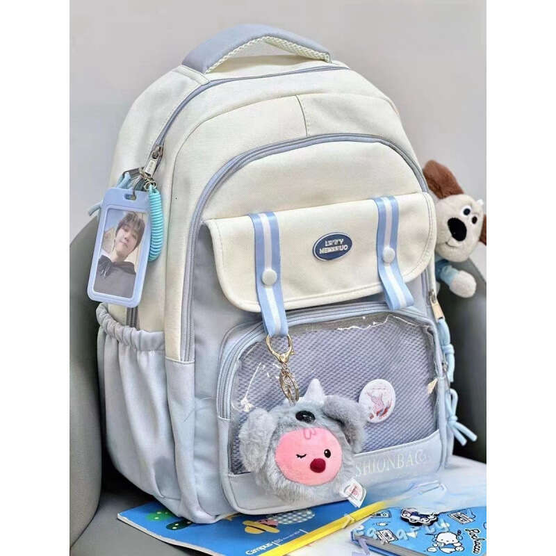 Ins Style Badge Pain Casual Versatile Bag for Female High and Middle School Students Travel Backpack