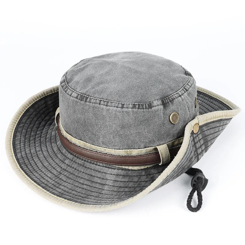 Bucket Hat With Leather Belt Men Women Sunhat 2025 Outdoor Fisherman Cap Summer Sun Protector Hats Panama Beach Protection Caps 250605