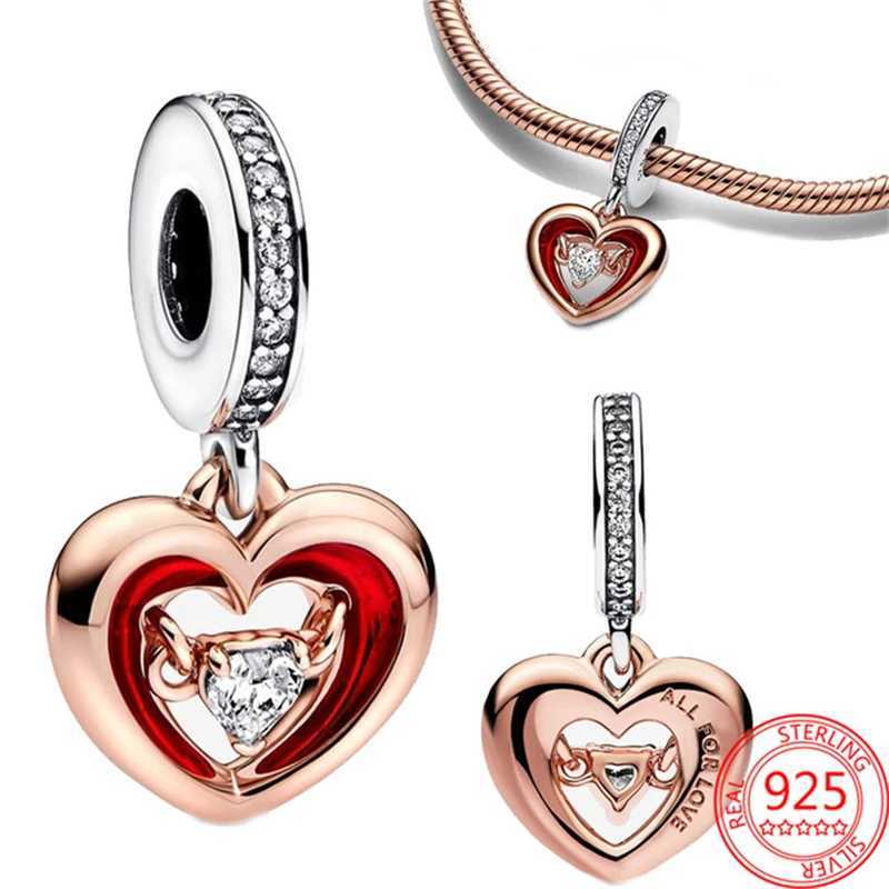 2024 New 925 Sterling Silver Frosted Red Murano Glass Hearts Lock Charm Bead Fit Original Bracelet Trinket DIY JewelryXJ250607