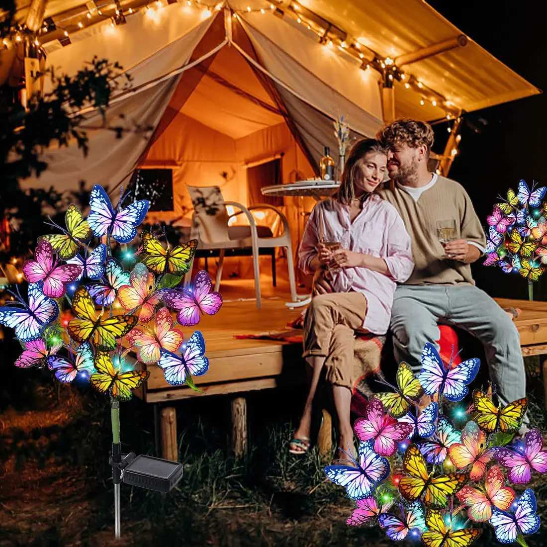 Solar Garden Lights Outdoor Waterproof Decorative Solar Lights Butterfly Flower Garden Decor Yard Patio Lawn Mom Women Gift W250607