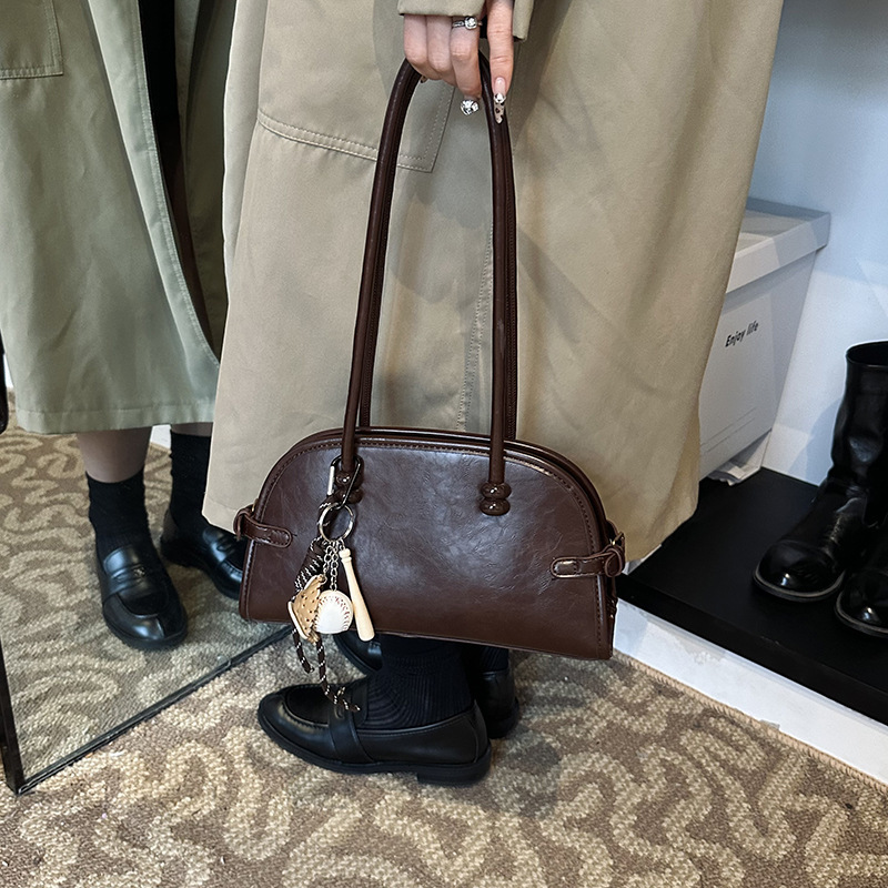 designer High-End Boston Bowling Bag 2025 New Niche Design Underarm Handbag Retro Single Shoulder Underarm Bag