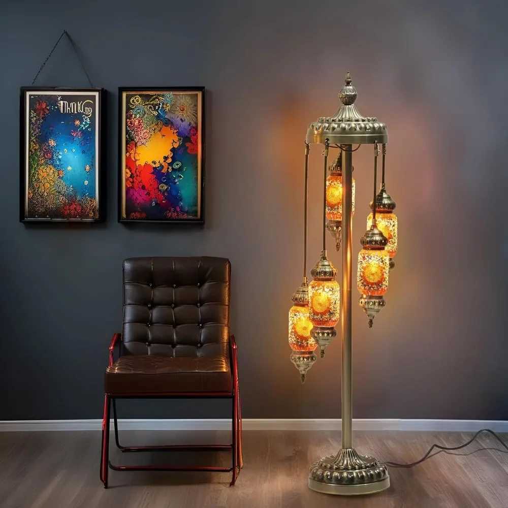 Turkish Mosaic Floor Lamp Handmade Stained Glass Bohemian E12 Bulb W250607