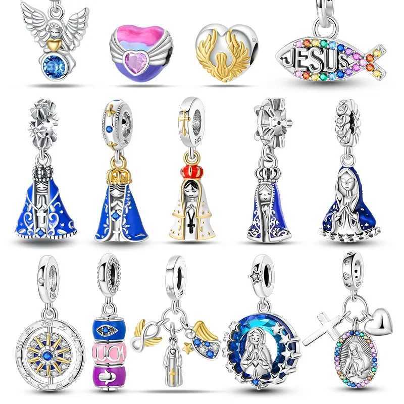 Real Silver 925 Our La Charm Bead The Virgin Mary Dangle Fit 925 Original Bracelet Fine Jewelry DIY Gift for Women XJ250607