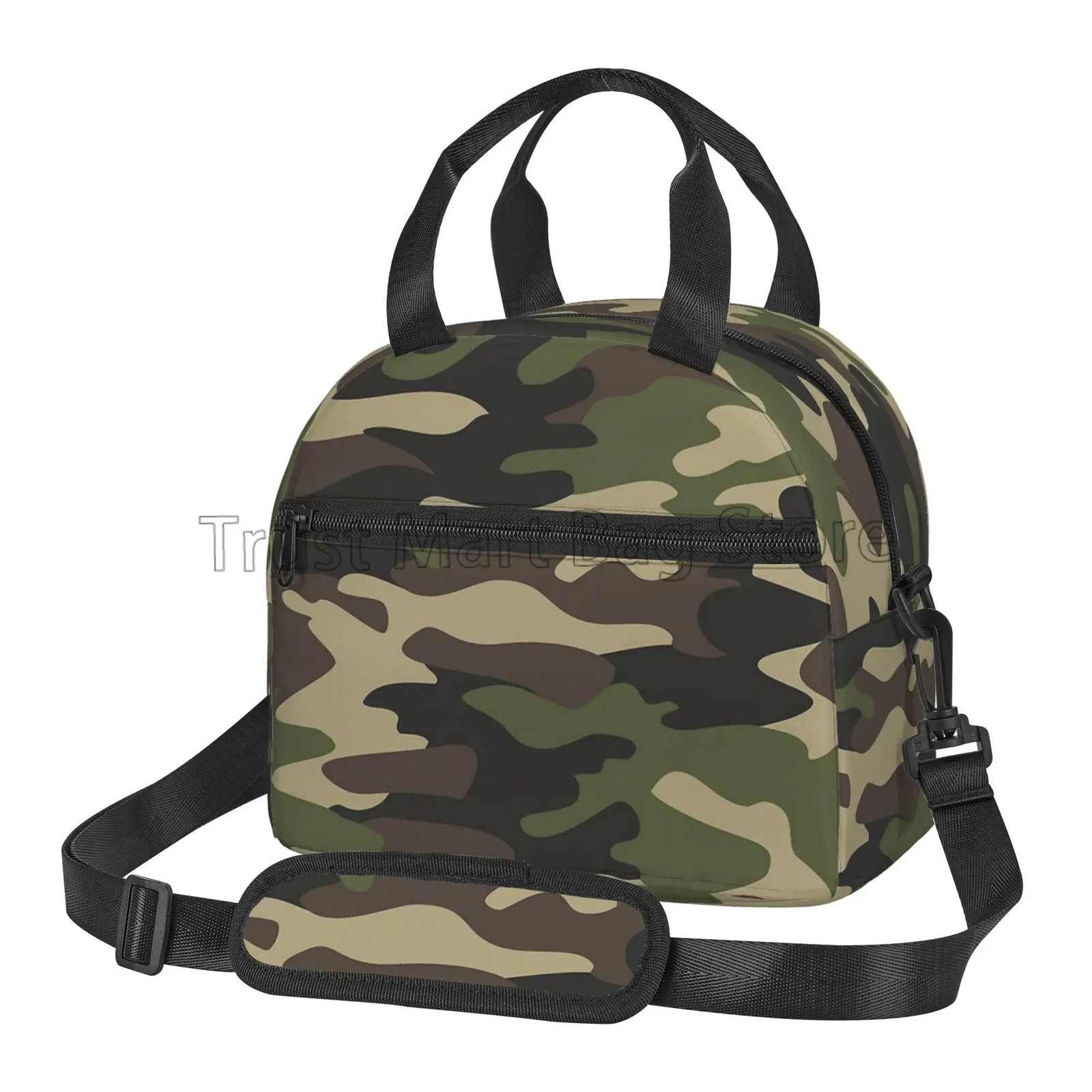 Green Camo Insulated Lunch Bag for Women Men Camouflage Waterproof Cooler Thermal Lunch Tote for Office Picnic Food Bento Box 250606