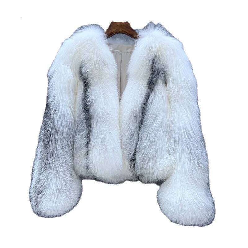Women's Whole Red Fox Fur Coat European American Style Elegant Tailored Fit Outerwear in Rich Colors Jacket Natural