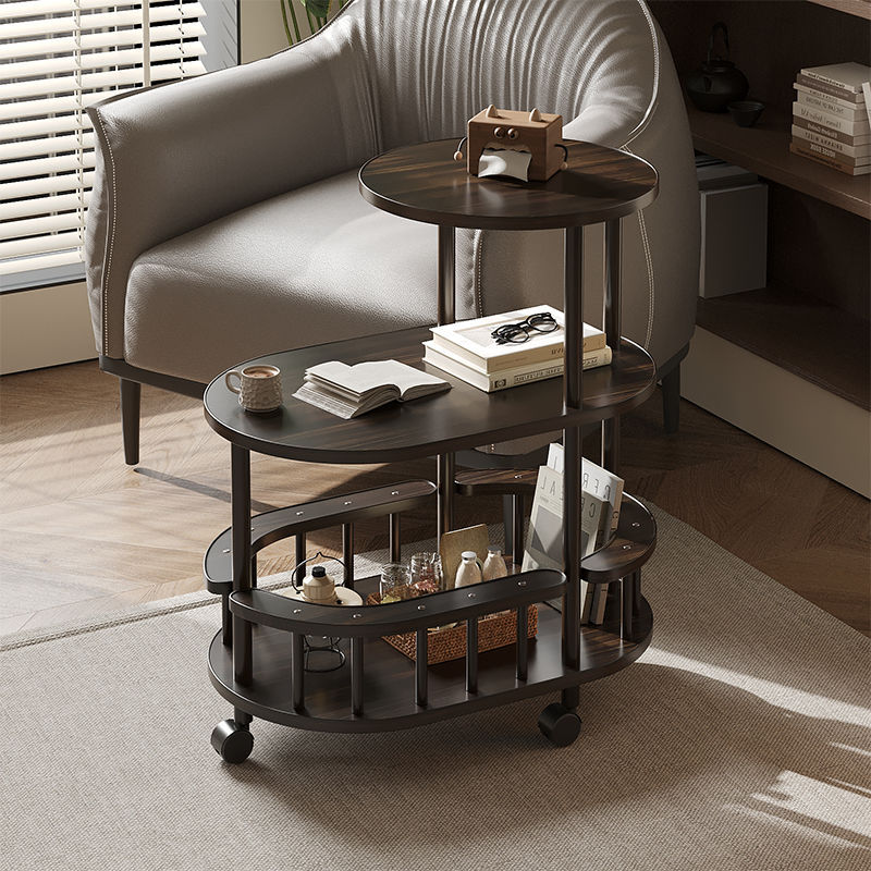 B6074 Living room side table solid wood movable sofa side cabinet coffee table small apartment