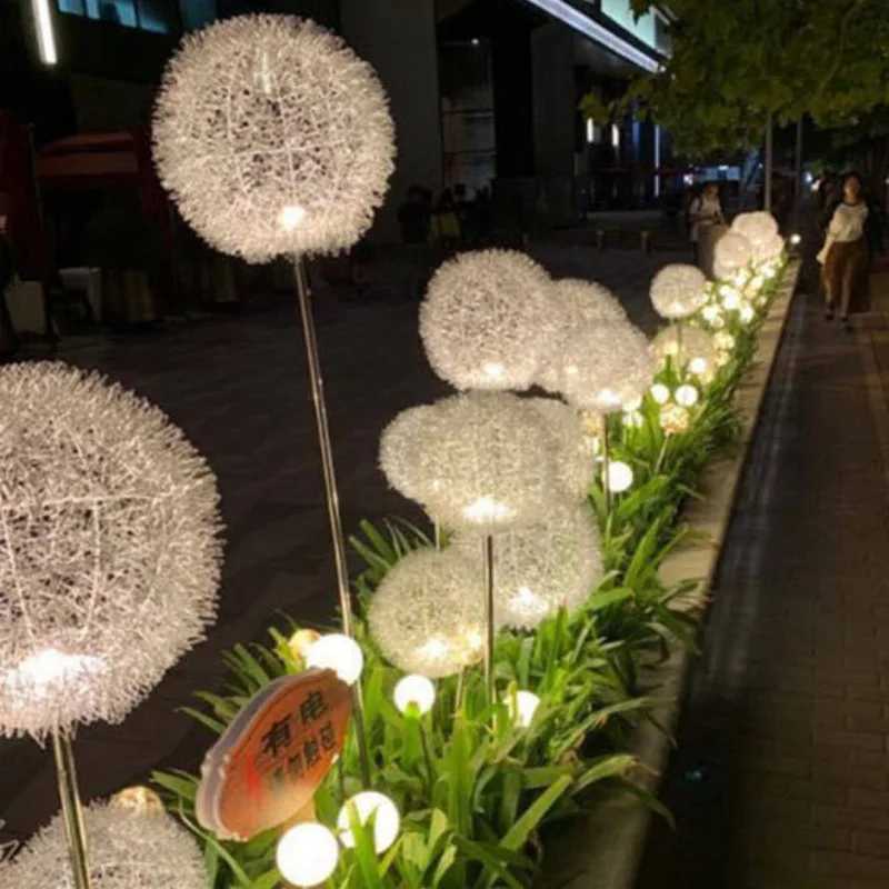 LED Dandelion Lamp Aluminum Wire Ball Outdoor Waterproof Outdoor Aluminum Wire Ball Luminous Round Ball Lawn Reed Ground Lamp W250607