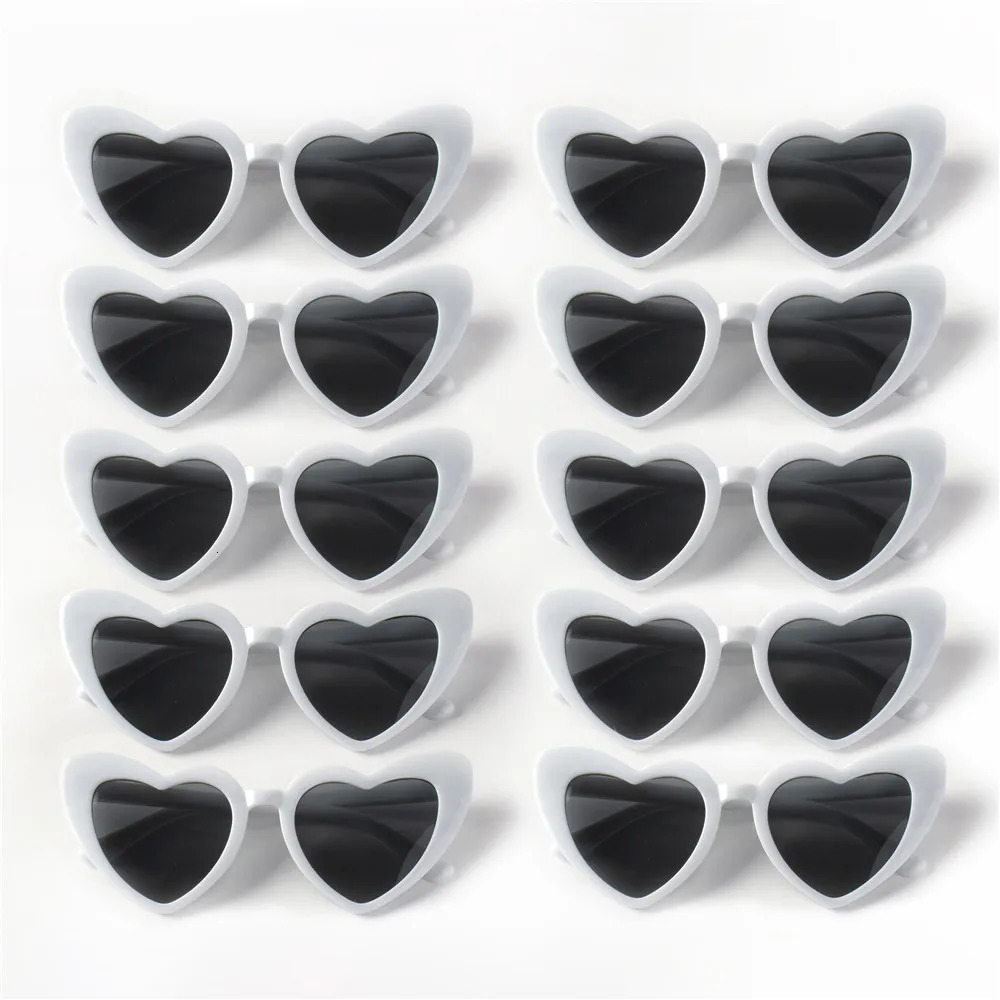 10PCS Cat Eye Glasses Heart-Shaped Plastic Frame Polycarbonate Decorative Vintage Included for Party Wedding Music Festival 250530