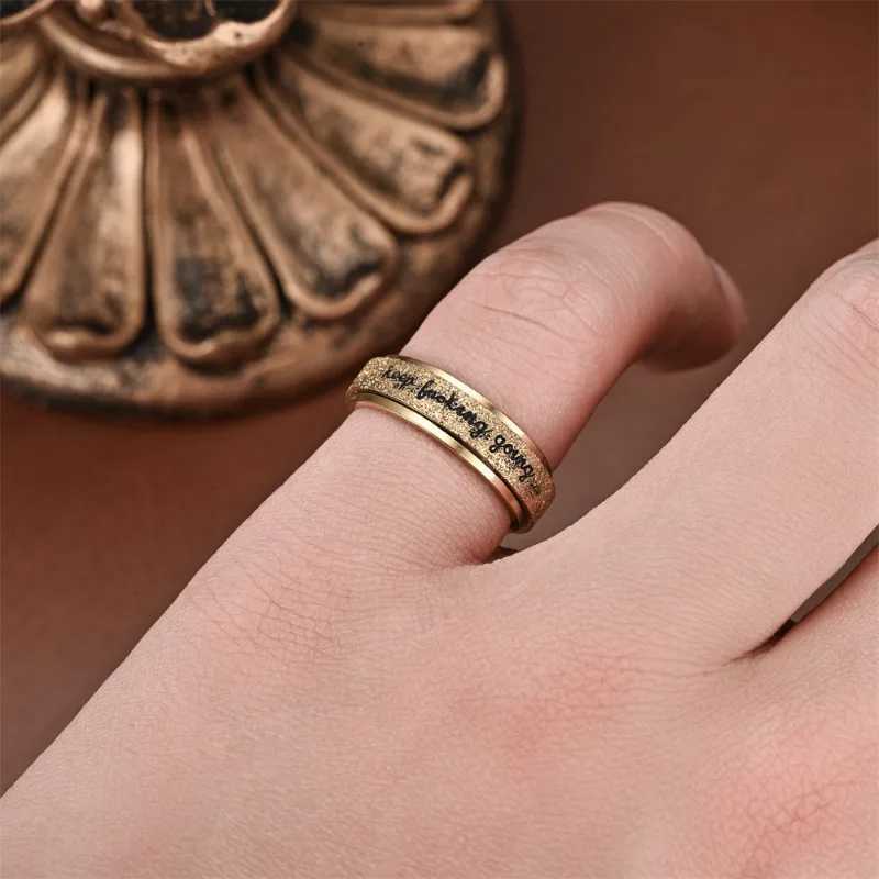 Fashion Inspirational Vibrant Stainless Steel Rotating Ring Adjustable Unisex Daily Wear Jewelry Keep Going Ring W250606