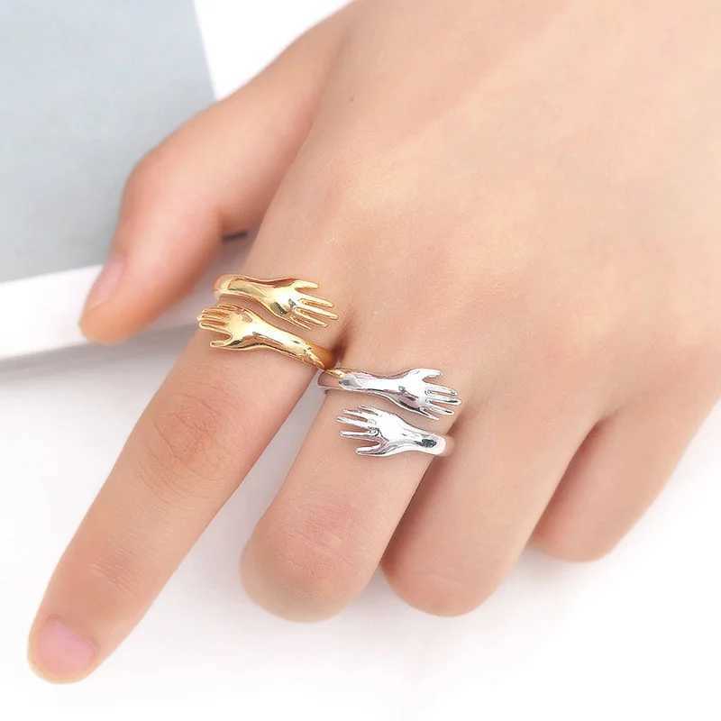 Adjustable Customized Name Hug Ring High Quality 18K Gold Plated Stainless Steel Womens Ring Daily Jewelry Gift For Couple W250606