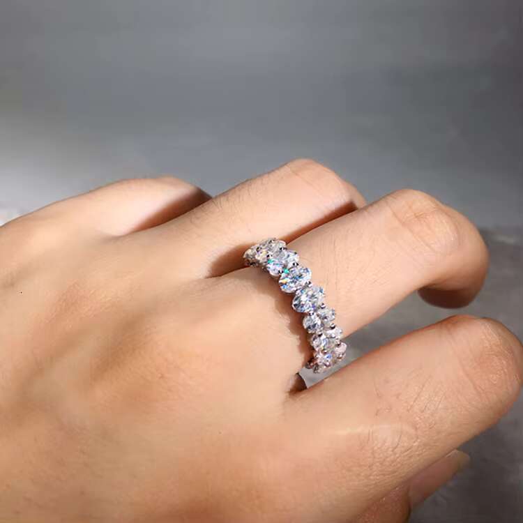 Luxury Custom Made 9K/10K/14K/18K Solid Gold Ring Oval Cut Moissanite Eternity Engagement RIngs Jewelry Women