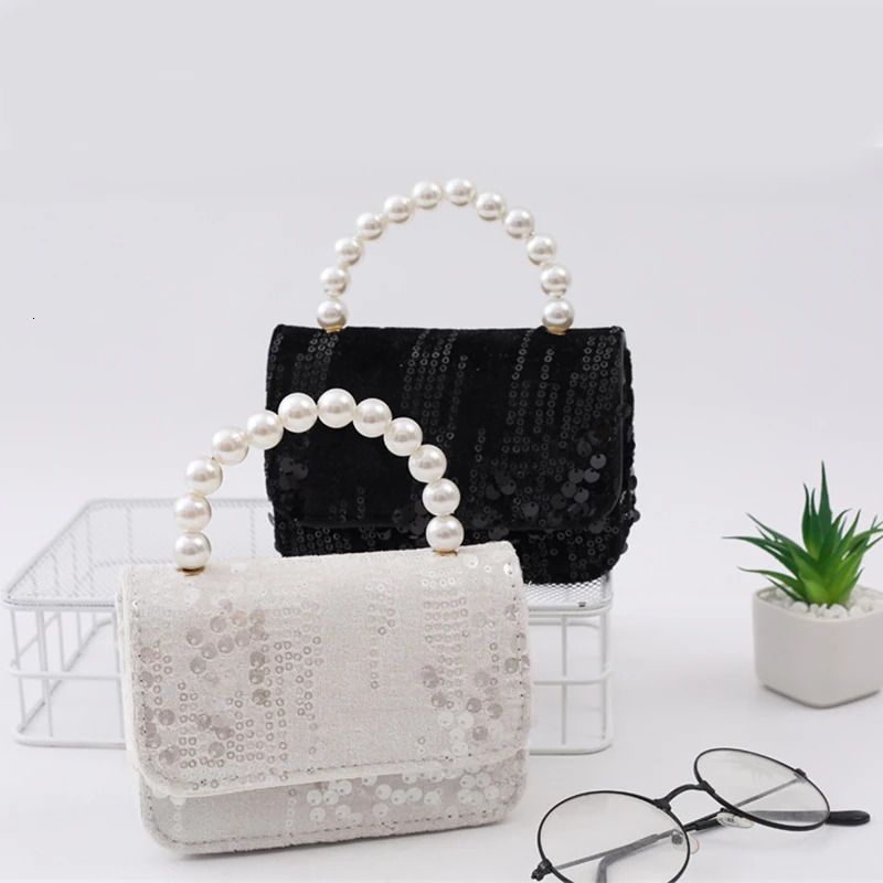 Fashion Childrens Shoulder Bag Womens Handbag purse Pearl Sequins Selling Girl Baby Cute Zero Wallet Princess Bag 250605