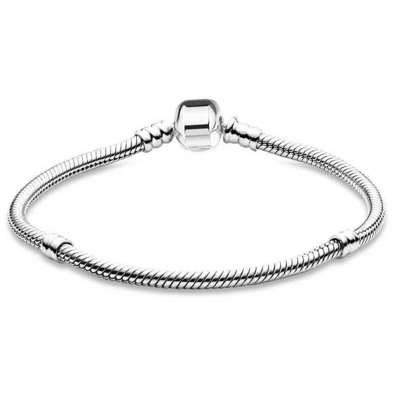 TOGORY Silver Plated Cute Crystal Owl Heart Snake Chain Charm Bracelet For Women Men Brand Bracelets DIY Jewelry Gift Making W250606