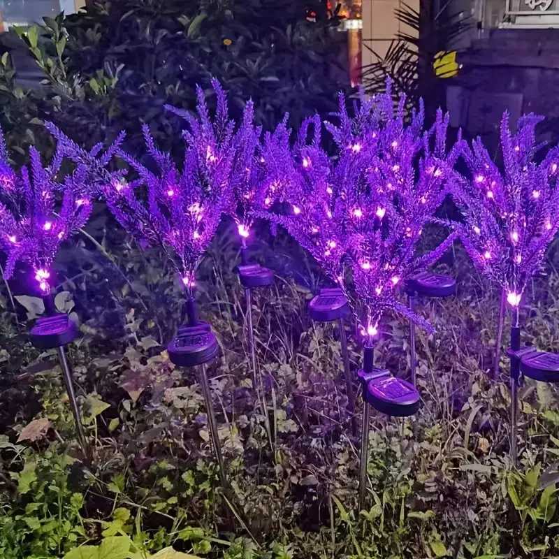 Solar-Powered Purple Lavender LED Landscape Lights For Garden Decor Halloween Christmas Festive Lawn Waterproof Lawn Lights N10XJ250606
