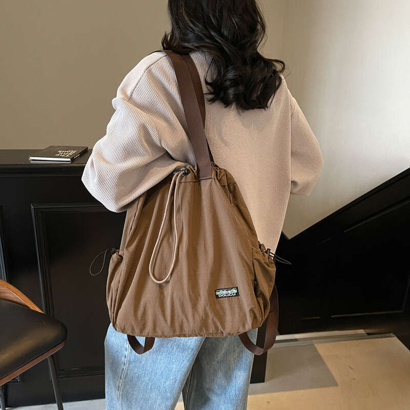 Casual Simple Drawstring Backpack for Women 2025 New Large Capacity High-end Tote Niche Design Shoulder Bag