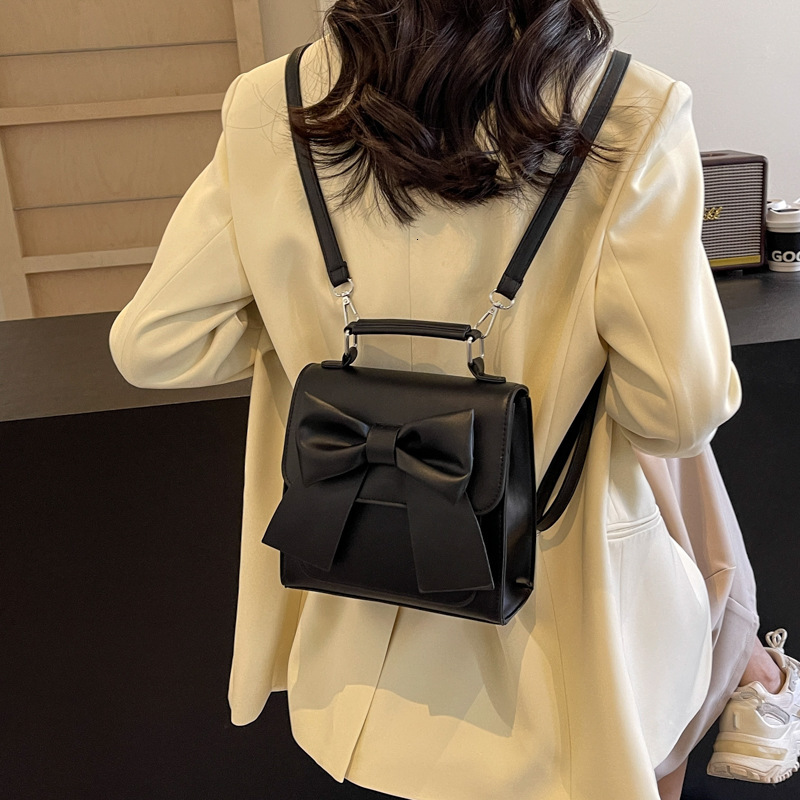 designer Unique Design Bowknot Backpack for Women 2025 New Fashionable Simple Handbag Shoulder Crossbody Double Shoulder Backpack