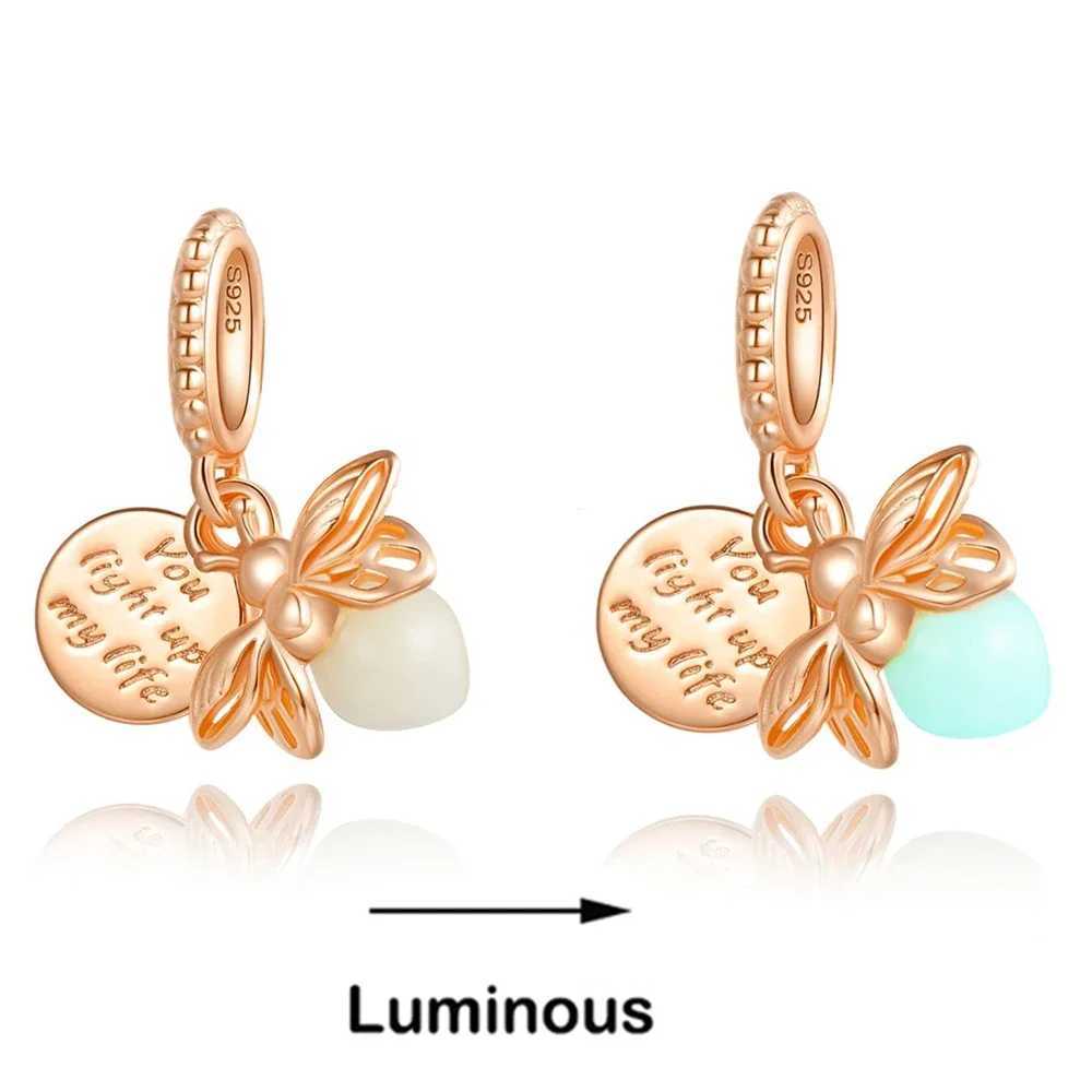 Charms Silver 925 Original Shiny Luminous Firefly Pendant Fit Womens Bracelet Necklace Diy Bead Making Jewelry GiftXJ250607