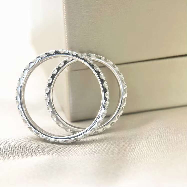 Roomy Moissanite Diamond Jewelry 10K 14K 18K White Gold Engagement Wedding Couple Rings