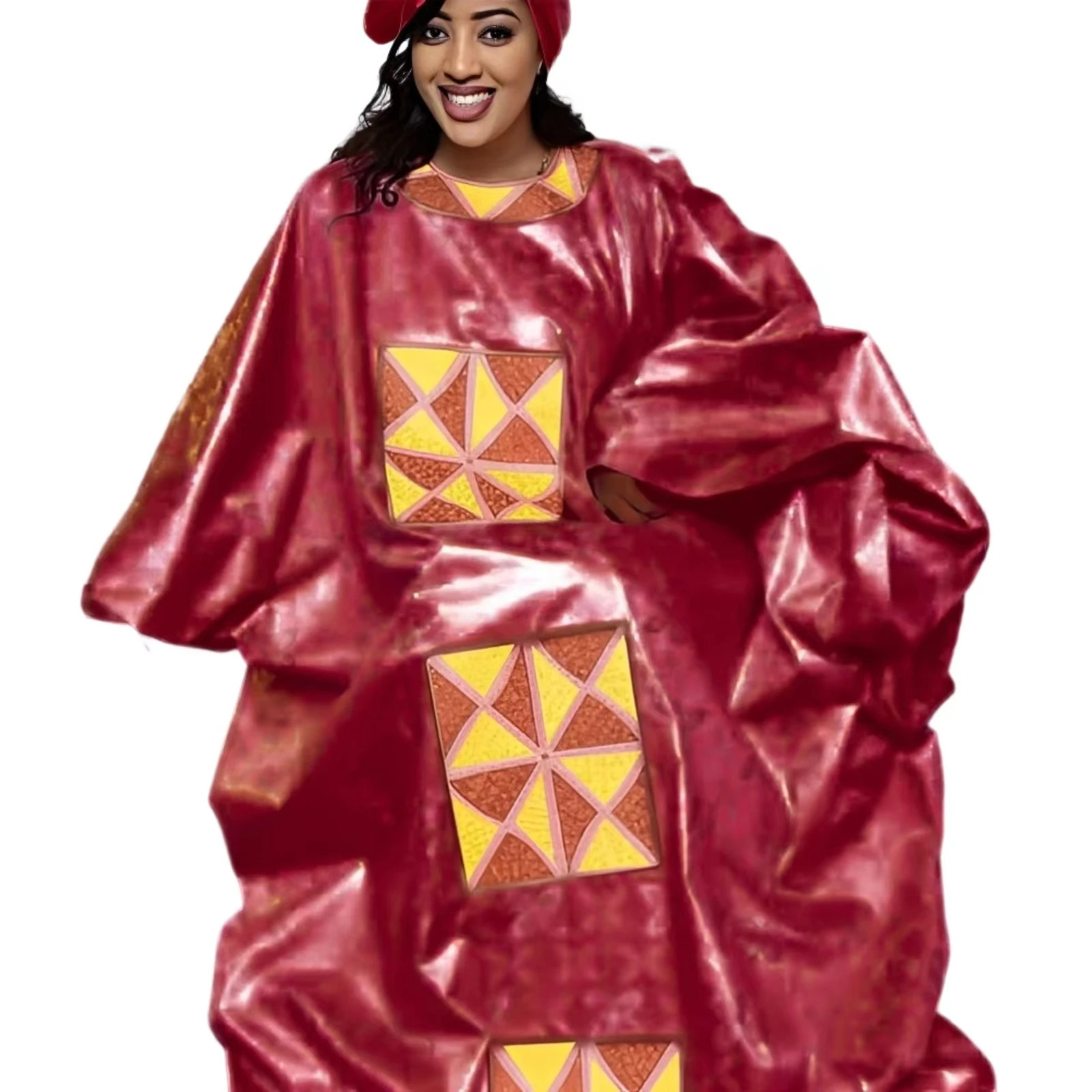 African Attire For Women Bazin Riche Embroidery Plus Size Elegant Party Church Dress 250603