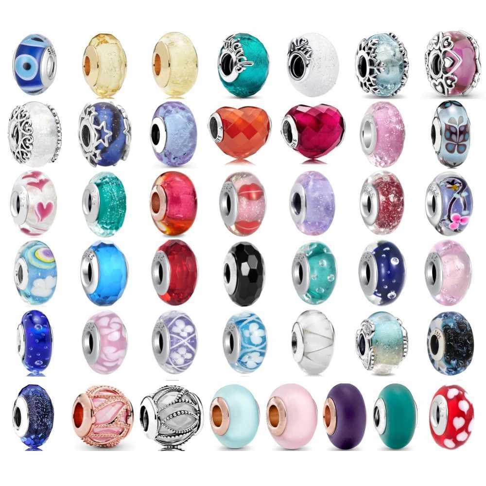 New 925 Sterling Silver Snowflake Mother Universe Charm Murano Glass Beads Fit Original Bracelet DIY Woman Jewelry XJ250607