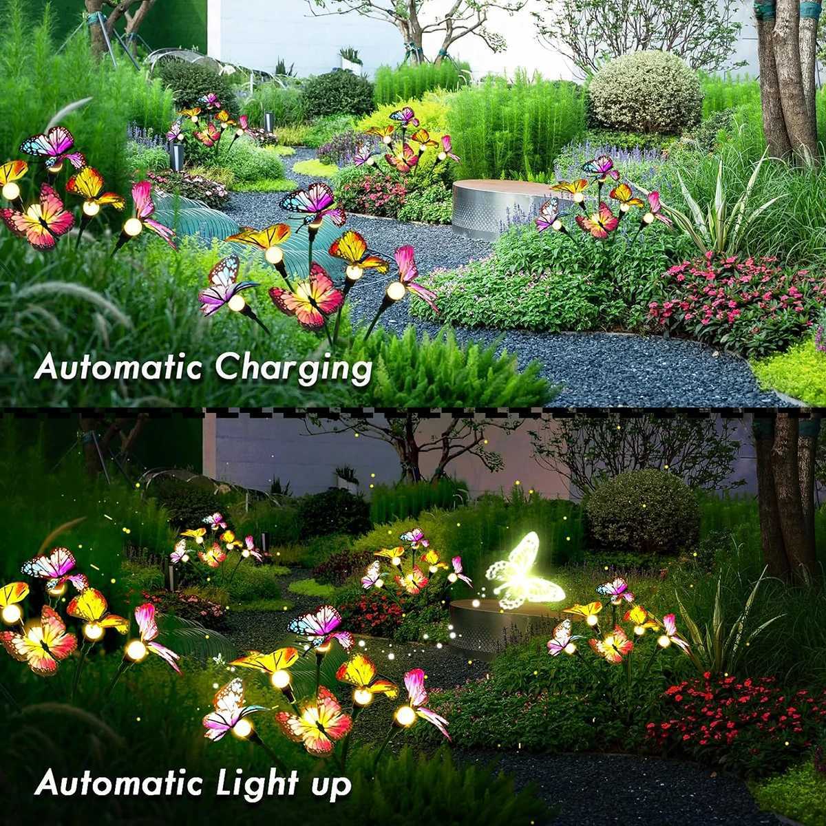 Solar Butterfly Firefly Light Outdoor Waterproof Lawn Light Suitable for Lawn Garden Passage Villa Courtyard Decoration XJ250606