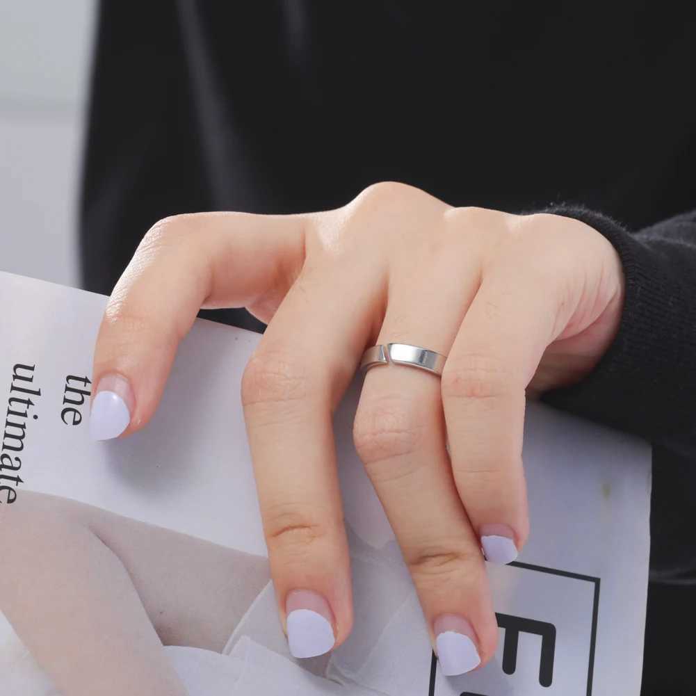 COOLTIME Kpop Minimalist Couple Rings Stainless Steel Silver Color Open Ring Women Men Fashion Jewelry Wedding Gift Wholesale W250606