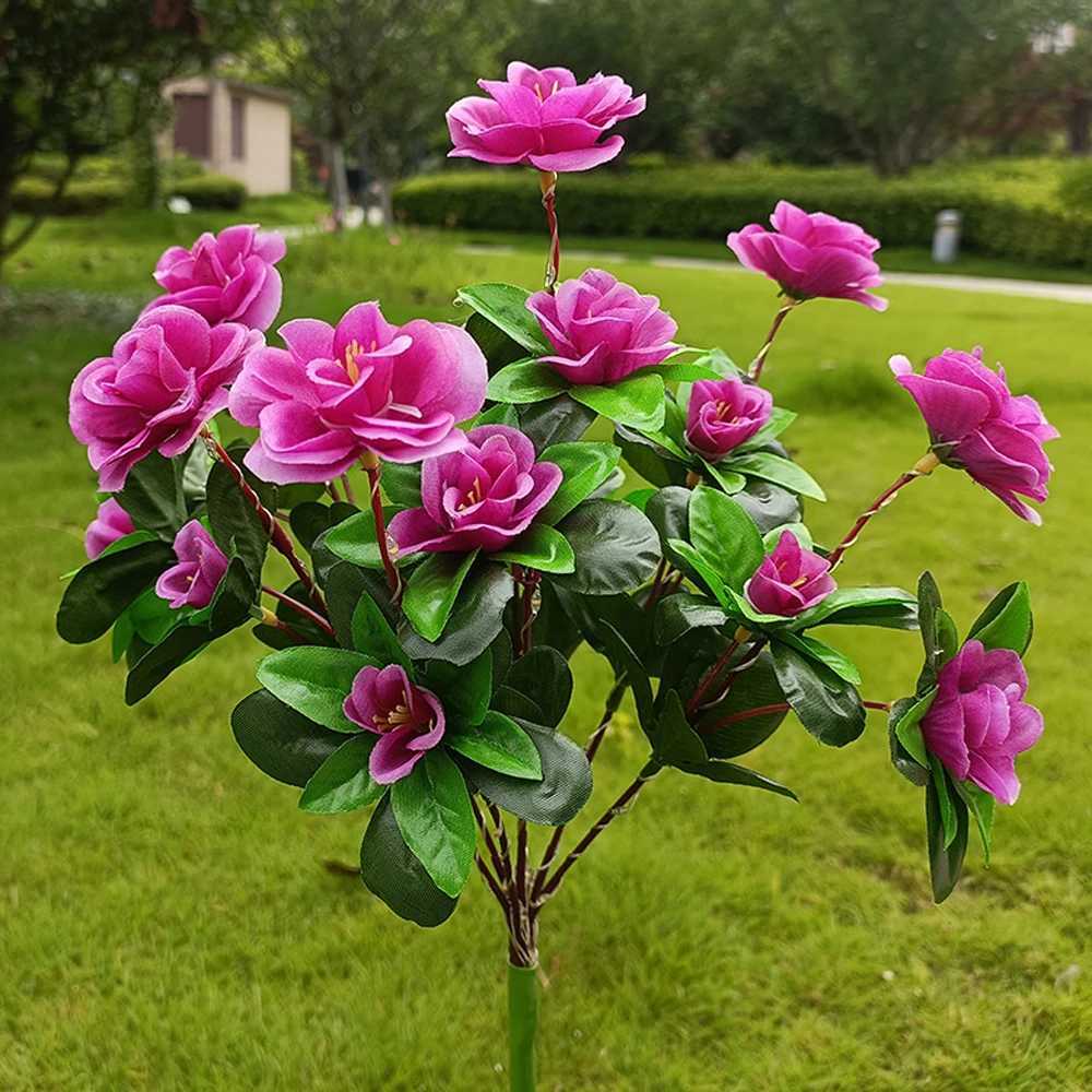 Solar Light LED Azalea Solar Flowers Lamp Outdoor Decorative for Garden Yard Lawn Path Lighting Holiday Wedding Decor XJ250606