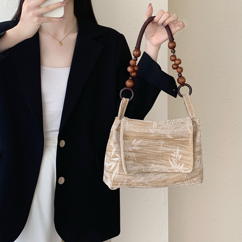 designer Beaded Handbag New Chinese Style Women's Bag 2025 New Trend Original Niche Velvet Underarm Bag Versatile Shoulder Bag