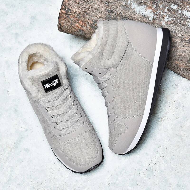 ddmyoutdoor Winter Snow Men Plush Warm Women Boots Suede Leather Ankle Boot Comfortable Light Couple Waterproof Sneakers Big Size Outdoor Shoes Outdoo