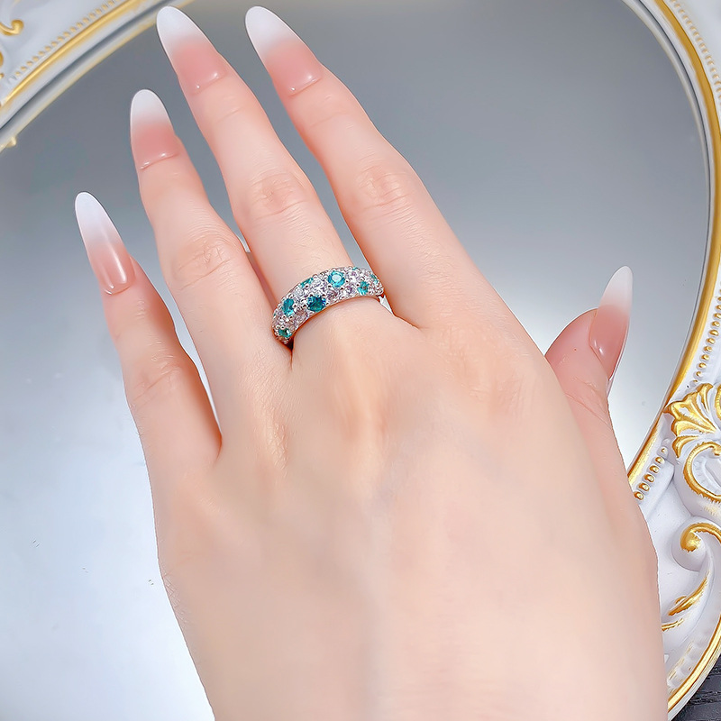 2025 Choucong Ins Top Sell Luxury Jewelry Soild 100% S925 Sterling Silver Full Gypsophila Green Lab Moissanite Diamond Eternity Women Wedding Band Rin