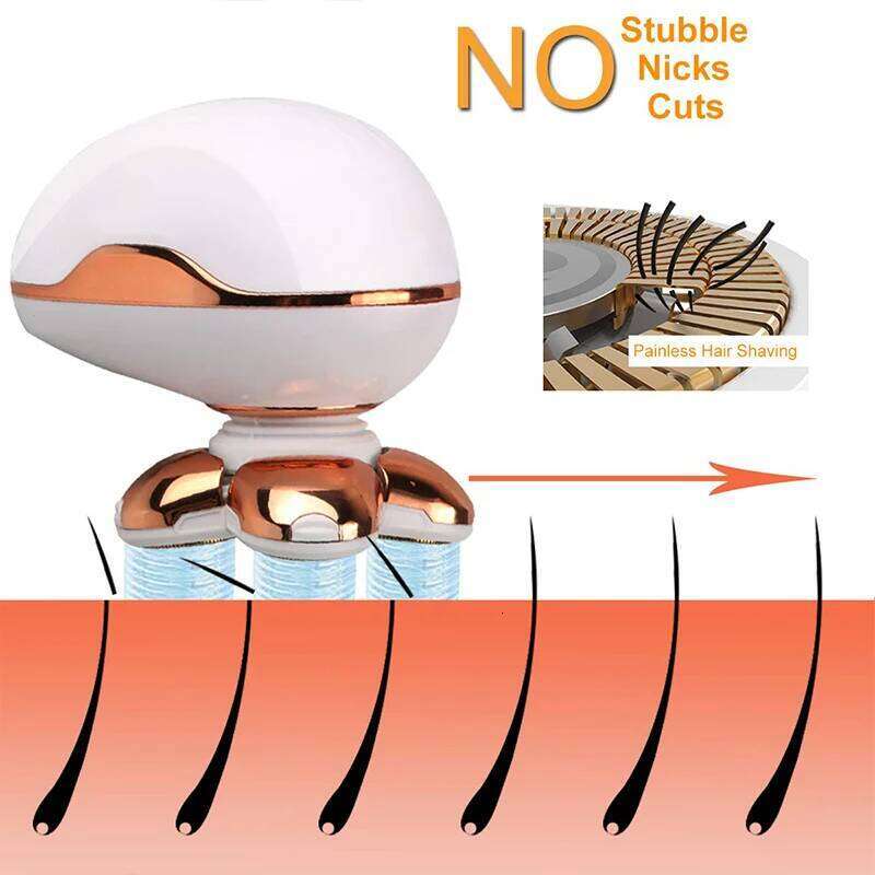 JINDING Painless Women's 5-Heads Electric Razor Bikini Trimmer For Lady Shaver Body Depilator Cordless Hair Remover