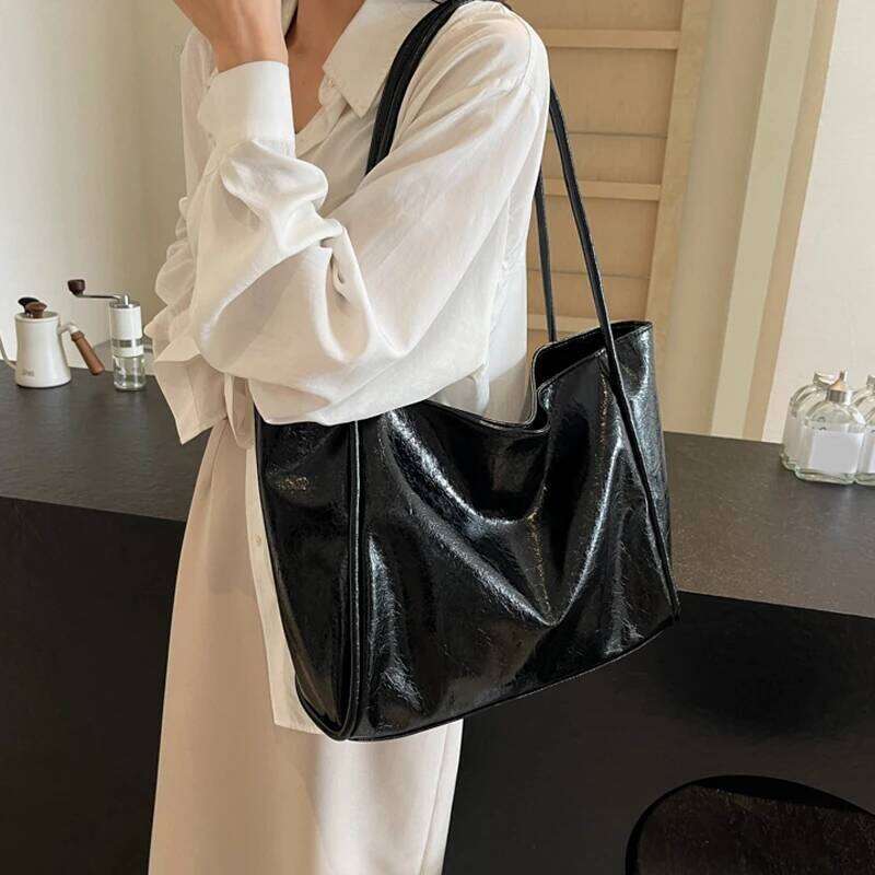 Large Capacity Tote Handbag For Women Gold Sier Soft Leather Shoulder Designer Shopper Female Top Handle Bag Brand