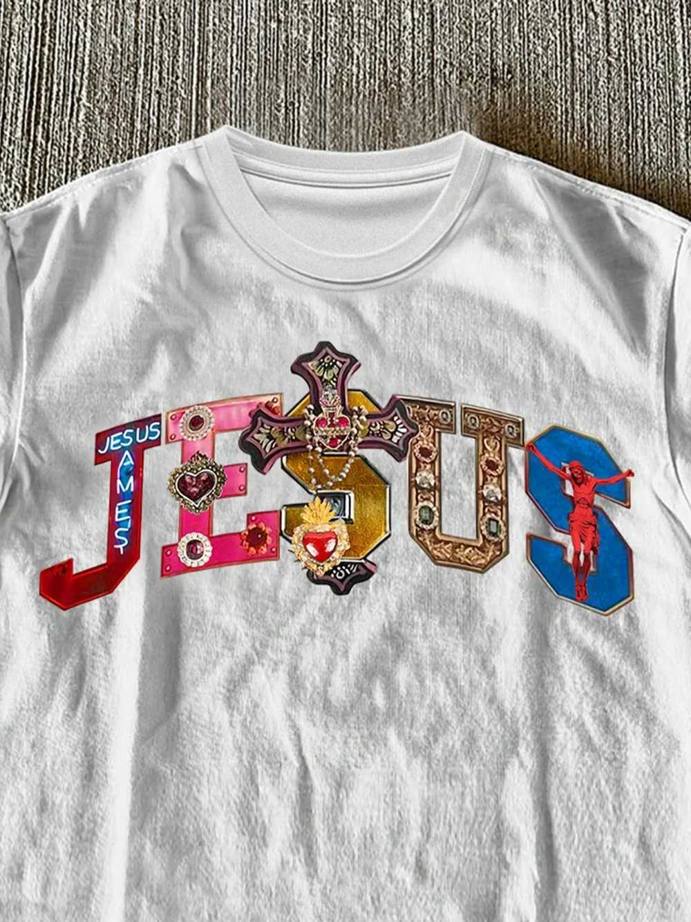 (220 Cotton T-Shirt) Mens Religious Faith Multicolor Cross Jesus Text Graphic Printed T-Shirt X250607