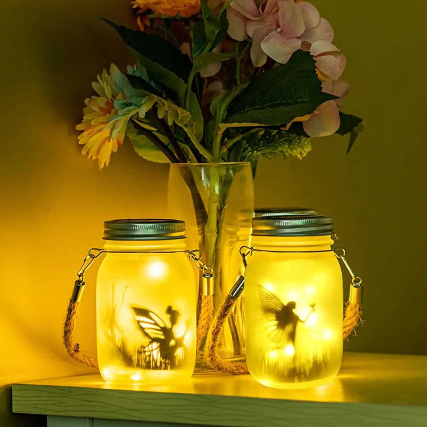 Solar Mason Jar Light Solar Lantern Fairy Lights Waterproof IP65 Hanging Standing Solar Lamp Garden Ornament for Patio LawnXJ250606