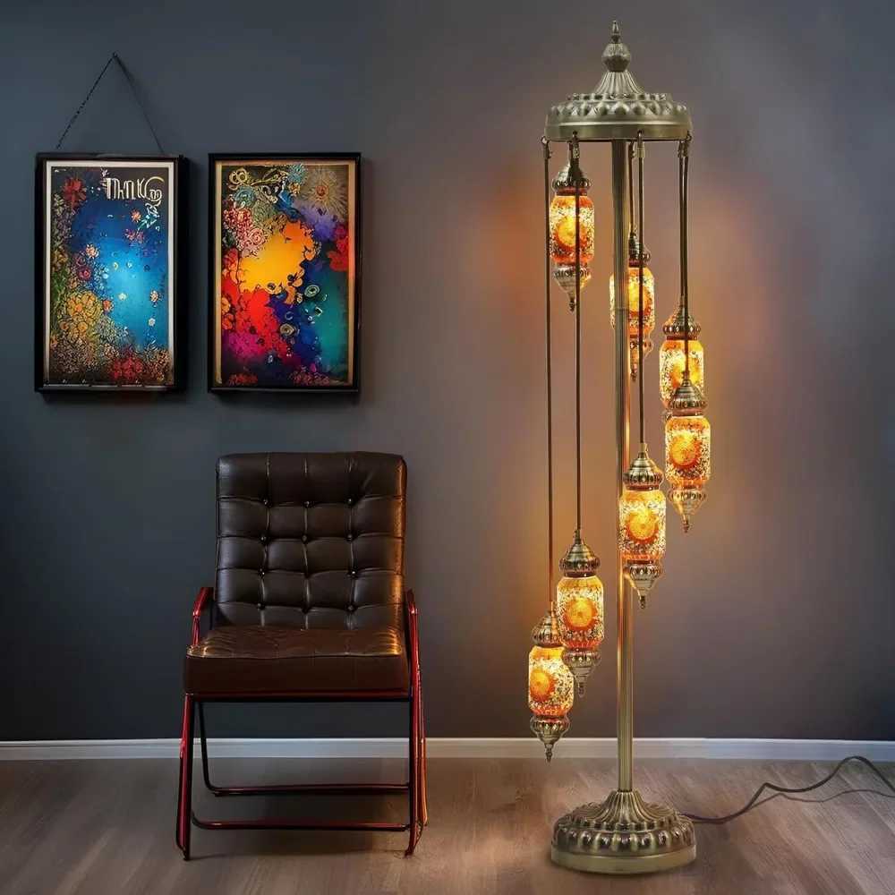 Turkish Mosaic Floor Lamp Handmade Stained Glass Bohemian E12 Bulb W250607