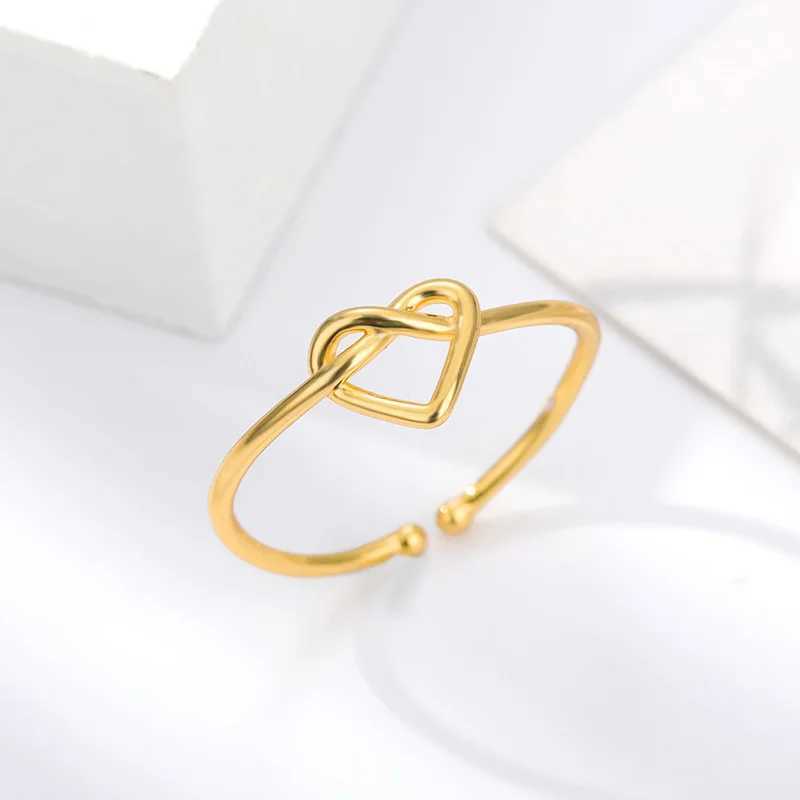 Stainless Steel Rings for Women Gold Color Couple Heart Ring 2025 Trend New in Wedding Aesthetic Luxury Jewelry anillos mujer W250606