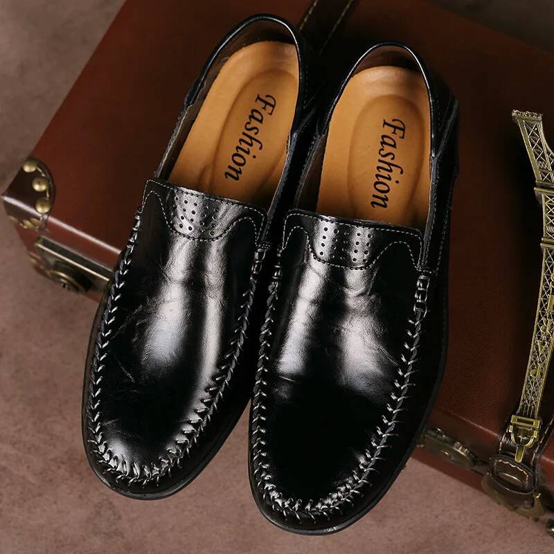 Ddmyoutdoor Genuine Leather Men Casual Brand Formal Mens Loafers Moccasins Italian Breathable Slip On Male Boat Shoes Plus Size Outdoor Shoes